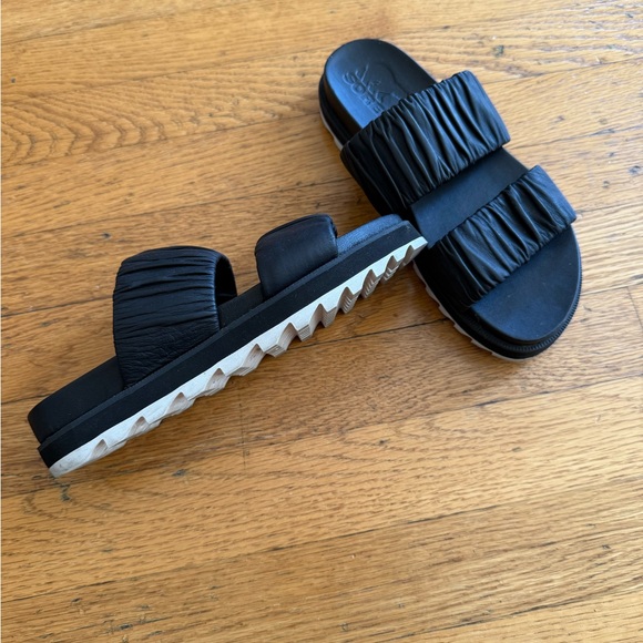 Sorel Black Two Strap Slide Sandals - Picture 3 of 5